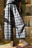 Nora Brushed Cotton Gingham Kick Pant Navy
